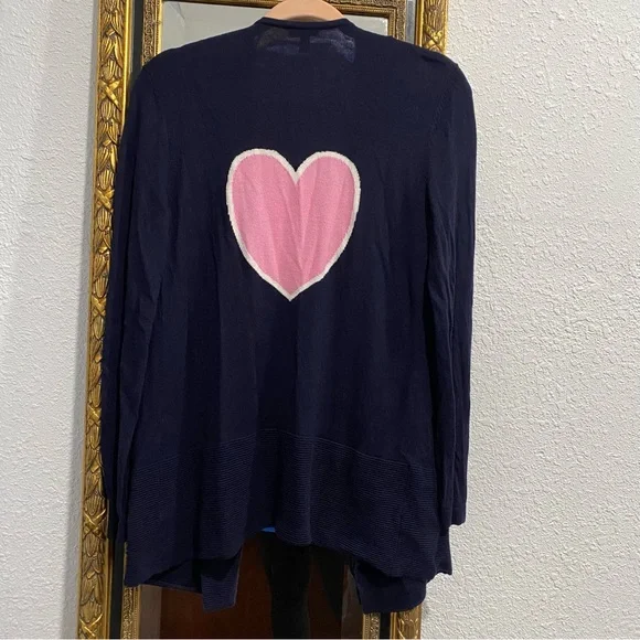 Talbots Sweaters Talbots Open Front Heart Back Cardigan Navy